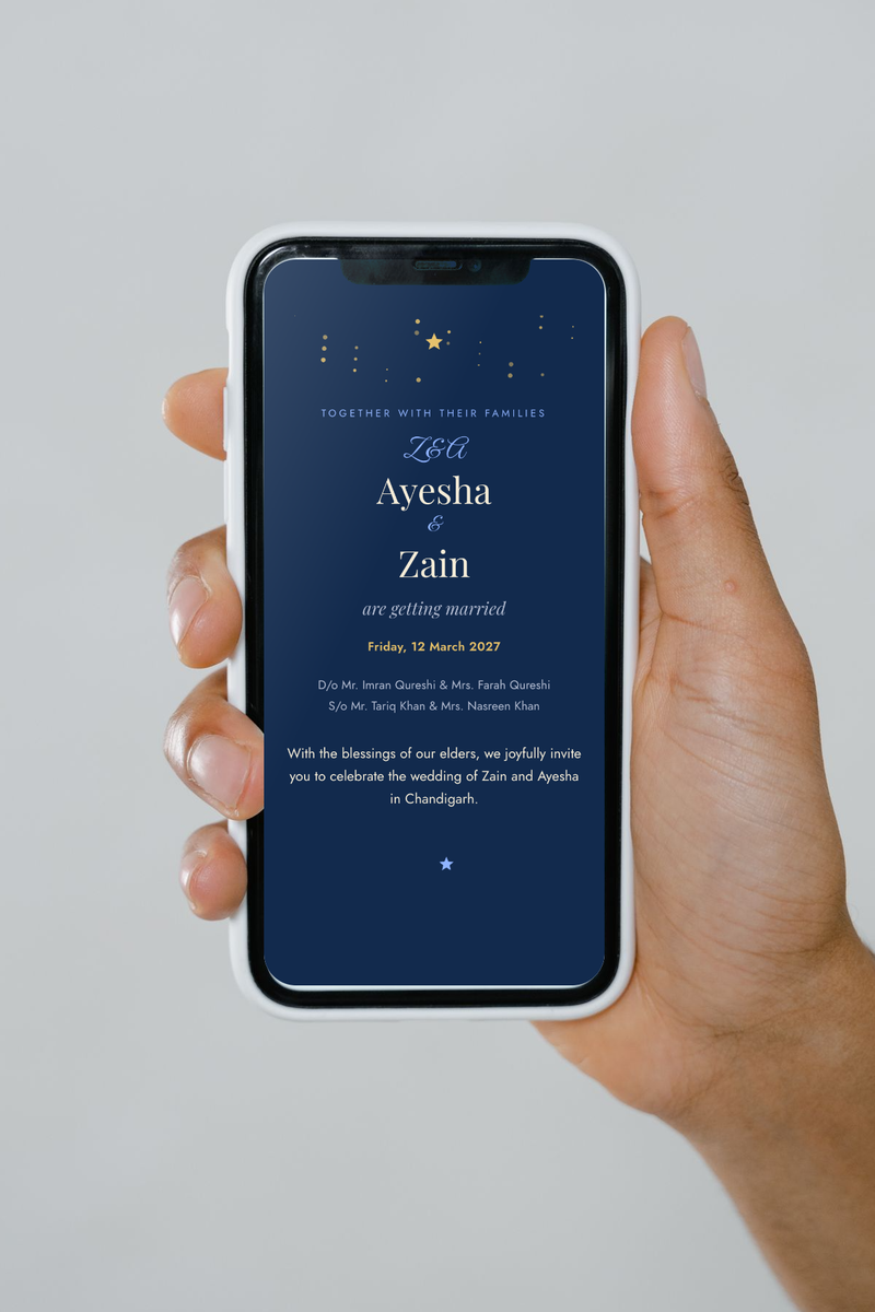 Falak invitation shown on a phone
