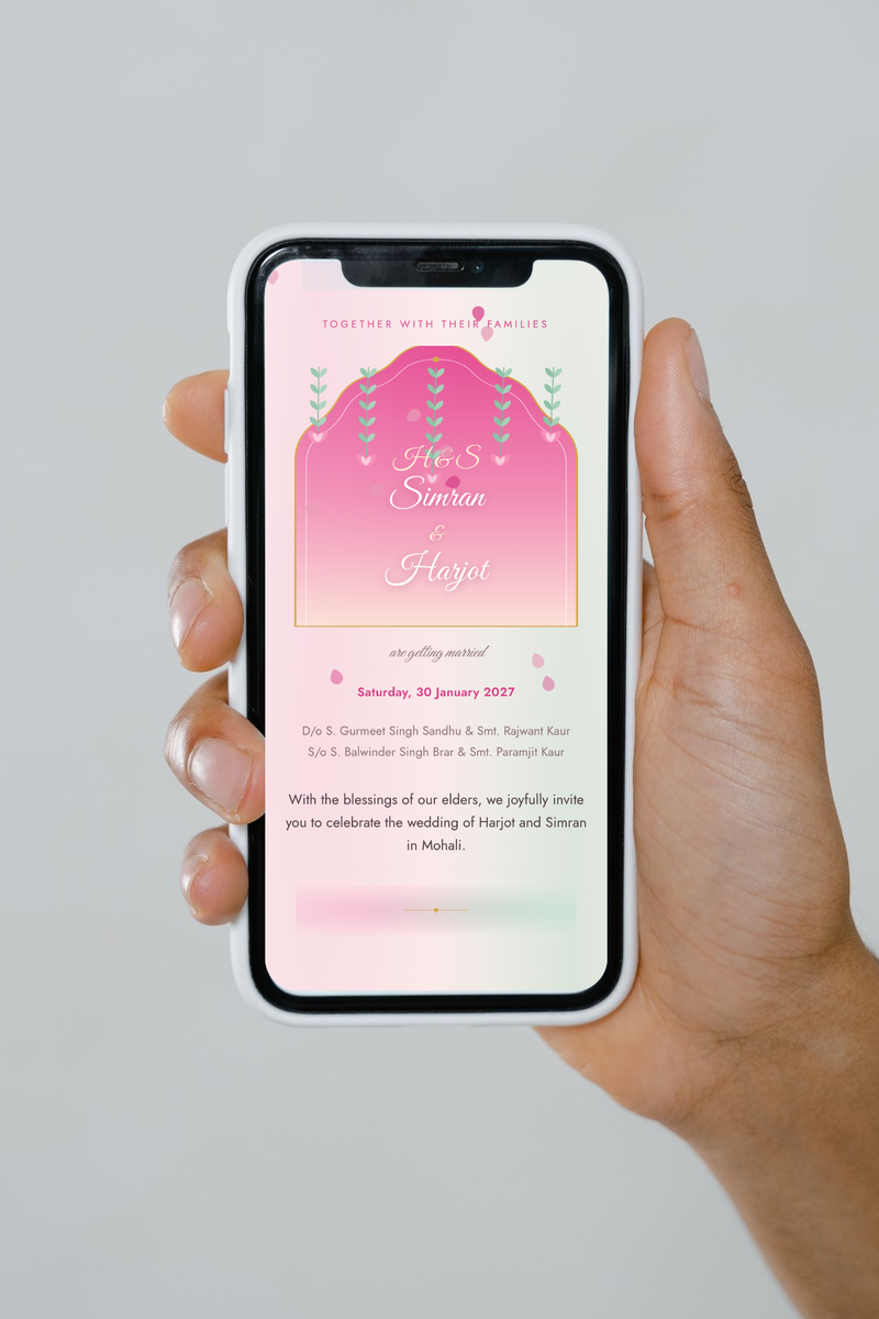 Gulzar invitation on a phone