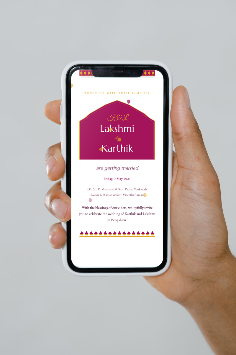 Kanchi invitation shown on a phone