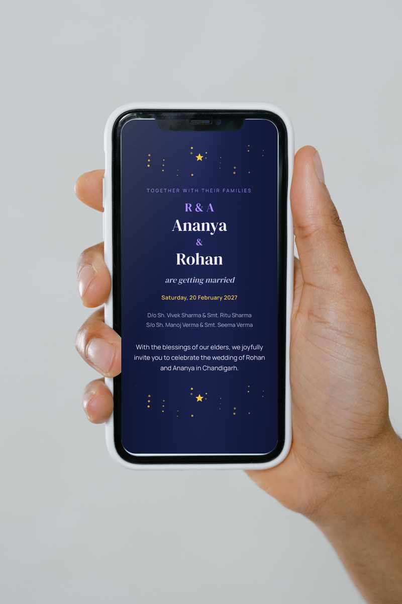 Raag invitation shown on a phone