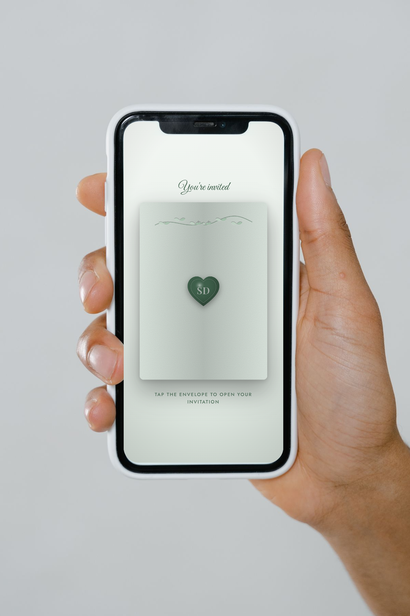 Vows invitation shown on a phone